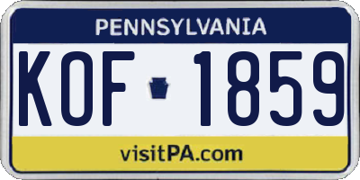 PA license plate KOF1859