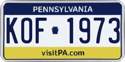 PA license plate KOF1973