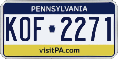PA license plate KOF2271