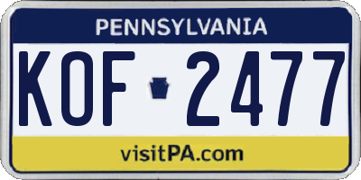 PA license plate KOF2477
