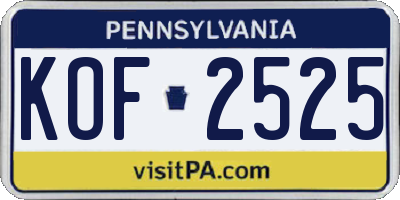 PA license plate KOF2525