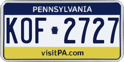 PA license plate KOF2727