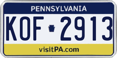PA license plate KOF2913