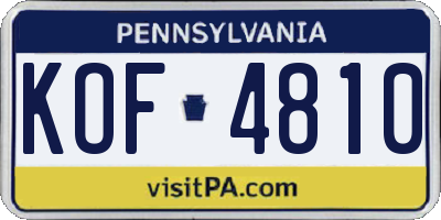 PA license plate KOF4810