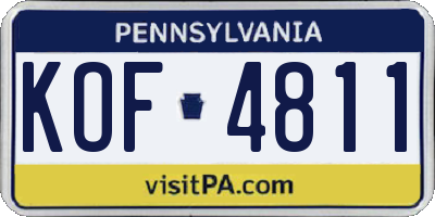 PA license plate KOF4811