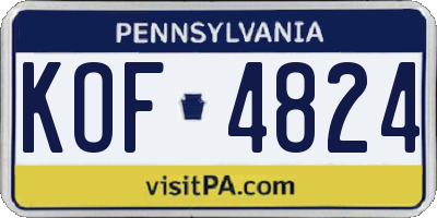 PA license plate KOF4824