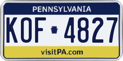 PA license plate KOF4827