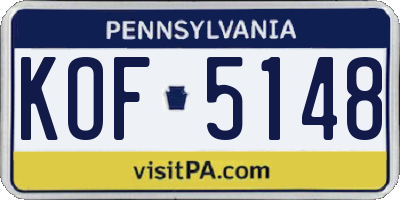 PA license plate KOF5148