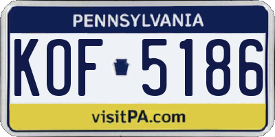 PA license plate KOF5186
