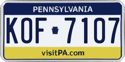 PA license plate KOF7107