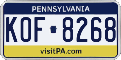 PA license plate KOF8268