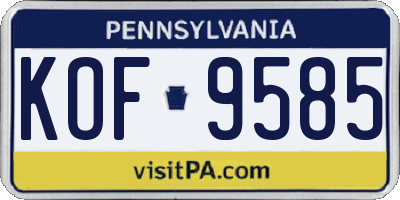 PA license plate KOF9585