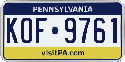 PA license plate KOF9761
