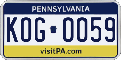 PA license plate KOG0059