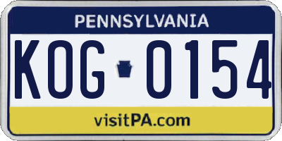 PA license plate KOG0154