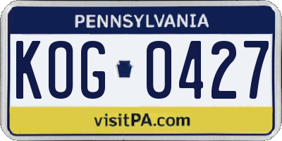 PA license plate KOG0427