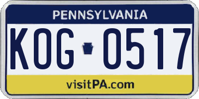 PA license plate KOG0517