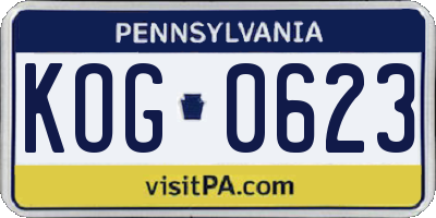 PA license plate KOG0623