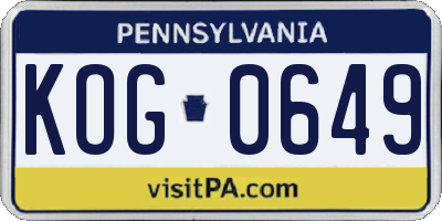 PA license plate KOG0649