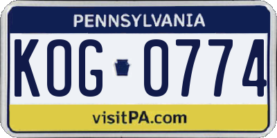 PA license plate KOG0774