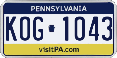 PA license plate KOG1043