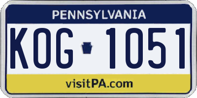 PA license plate KOG1051