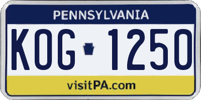 PA license plate KOG1250