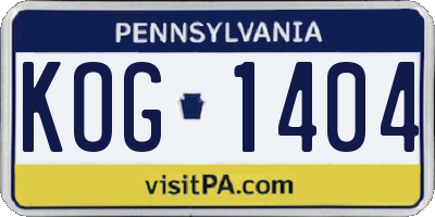 PA license plate KOG1404