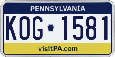 PA license plate KOG1581