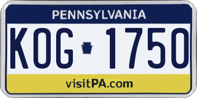 PA license plate KOG1750