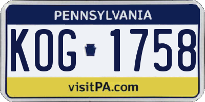 PA license plate KOG1758