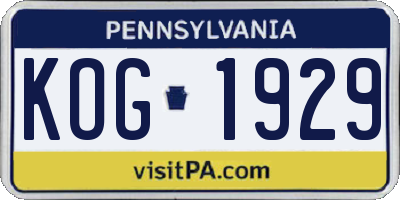 PA license plate KOG1929