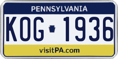 PA license plate KOG1936