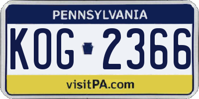 PA license plate KOG2366