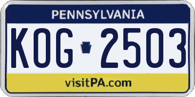 PA license plate KOG2503