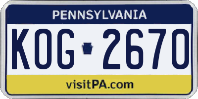 PA license plate KOG2670