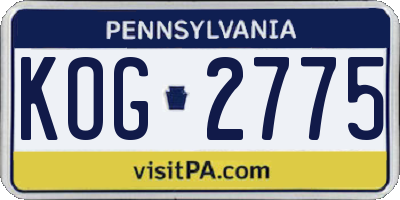 PA license plate KOG2775