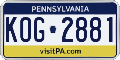 PA license plate KOG2881