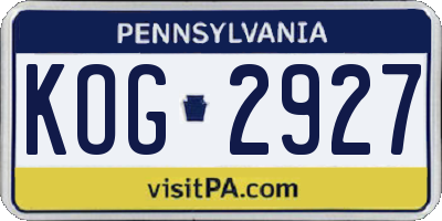 PA license plate KOG2927