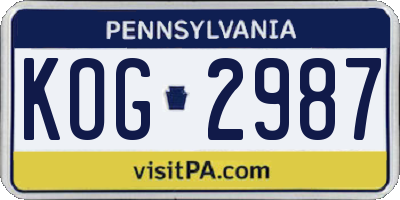 PA license plate KOG2987
