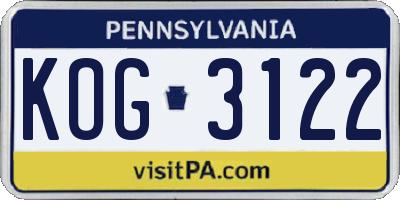 PA license plate KOG3122