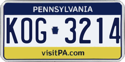 PA license plate KOG3214