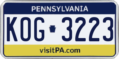 PA license plate KOG3223
