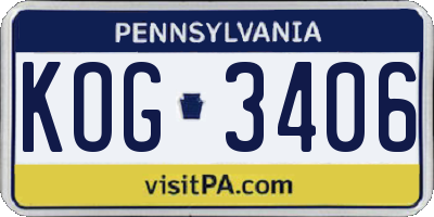 PA license plate KOG3406