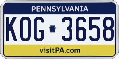 PA license plate KOG3658