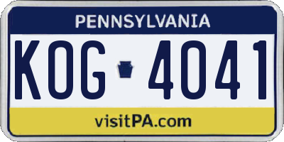 PA license plate KOG4041