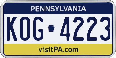 PA license plate KOG4223