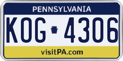 PA license plate KOG4306