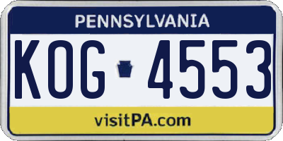 PA license plate KOG4553