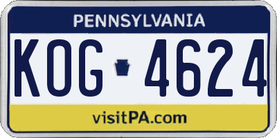 PA license plate KOG4624